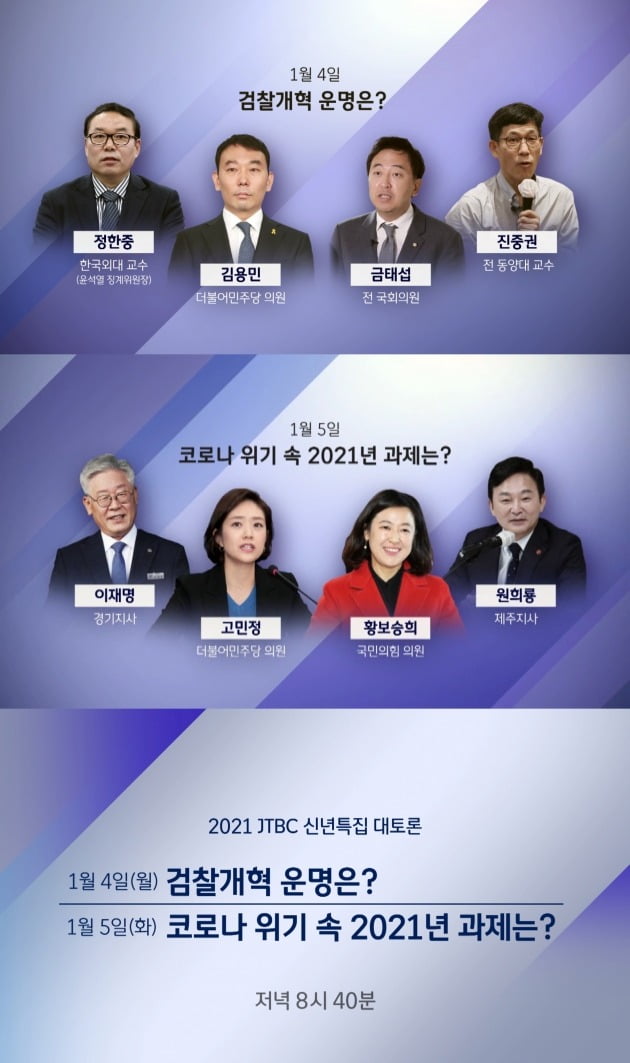 JTBC '신년토론'이 1월 4일과 5일에 방송된다. / 사진제공=JTBC