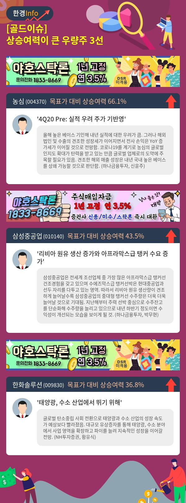 [골드이슈] 상승여력이 큰 우량주 3선