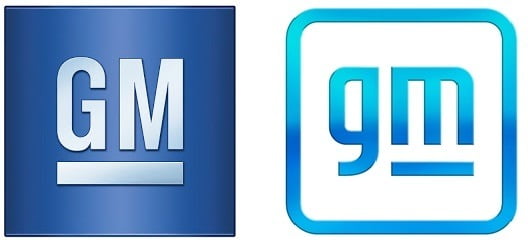 제너럴모터스(GM)의 기존 로고(왼쪽)와 새 로고. 사진=GM