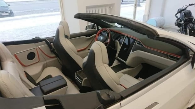 테슬라 모델 S 기반의 컨버터블 차량. 사진=트위터 Tesla Owners UK 