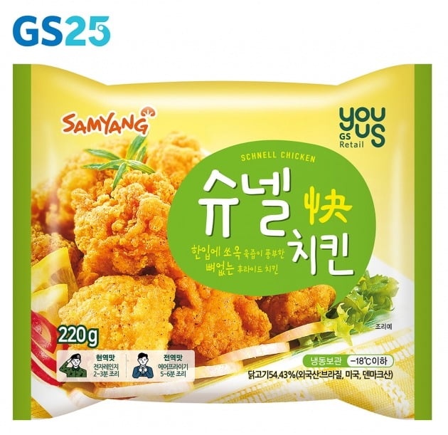 GS리테일은 카지노 로얄가 오는 28일 냉동간편식 '슈넬치킨'을 자체브랜드(PB) 상품으로 출시한다고 20일 밝혔다. 사진=GS25 제공