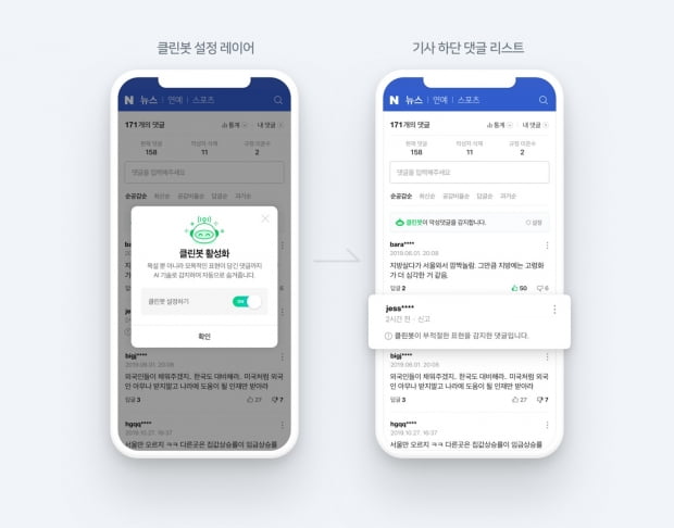 네이버 AI 클린봇 적용화면. 사진=네이버 제공