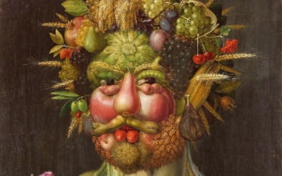 신성한 황제 얼굴을 과일·채소로…경이로운 합성, 새로움의 함성