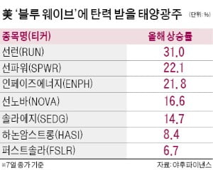 뜨거운 美 태양광주…선런·선파워 벌써 20% 넘게 뛰어