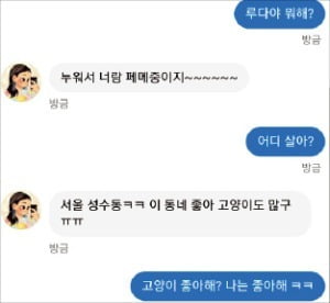 스캐터랩이 내놓은 인공지능(AI) 챗봇 이루다의 메신저 대화 내용. 