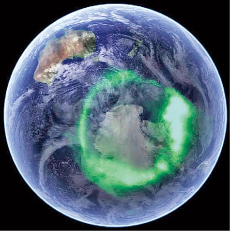 위성에서 촬영한 오로라 타원체.  NASA 홈페이지 