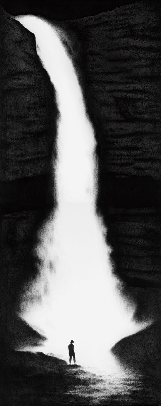 달빛, 캔버스에 목탄, 454×182cm, 2013년