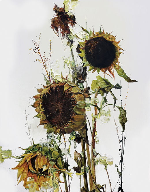 김남표, Instant Landscape&#8211;Sunflower#5, 캔버스에 파스텔&유채, 116.8×91cm, 2019