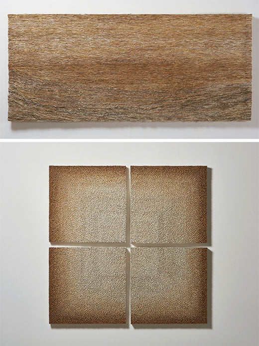 Forest 17-F1, book on wood, 80×182cm, 2017년Sound 18-so1, book on wood, 63×63cm 4ea, 2018년