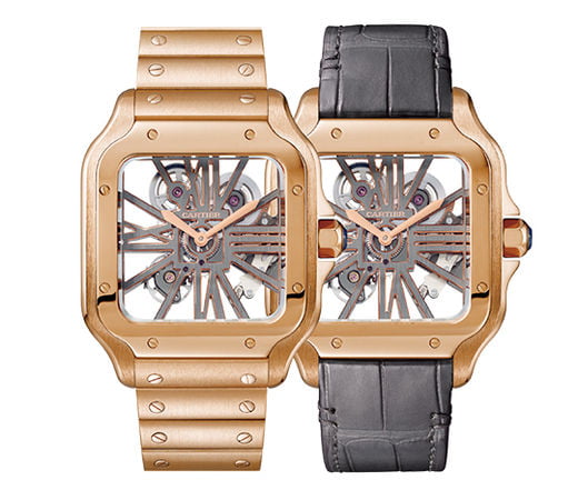 Santos de Cartier Skeleton Pink Gold