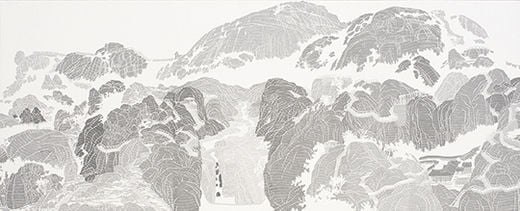 풍경-인왕, 화선지에 수묵, 150×345cm, 2017년