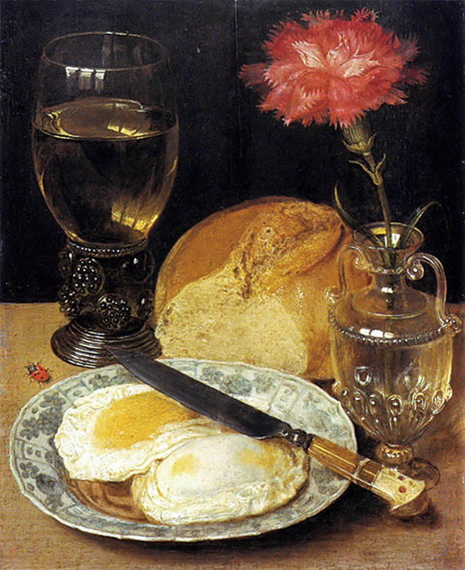 게오르그 플레겔, 달걀부침이 있는 간식, 1600년대, 아샤펜부르크 국립회화관