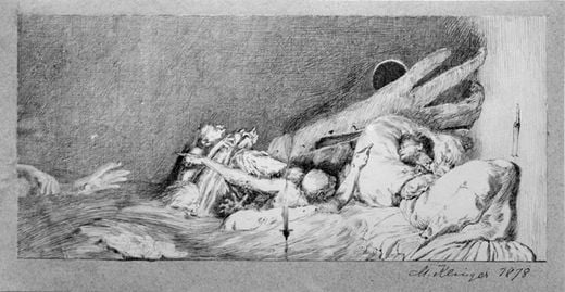 막스 클링어,‘공포’,‘장갑’연작 중 일곱 번째, 1881년, 라이프치히 미술관