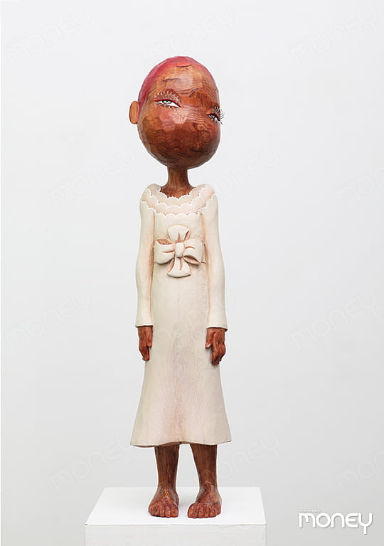 ‘삐뚤어질 테다!’, 82×18×18cm, 참죽나무, 2014년