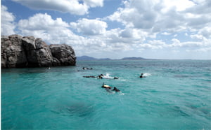 오키나와의 맑은 바다에서는 다양한 해양 레포츠를 즐길 수 있다.