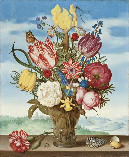 암브로시우스 보스카르트, ‘선반 위의 꽃병’, 1619~1620년