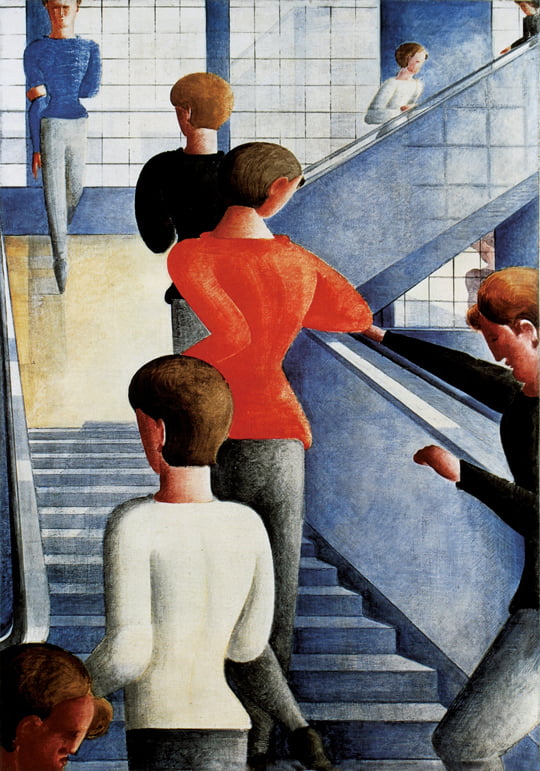 오스카 슐레머, 바우하우스 계단, 1932년, 캔버스에 유화, 161×113cm, 뉴욕 현대미술관(MOMA)