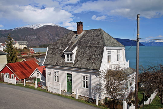 노르웨이 집들의 풍경.