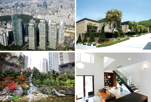 최근 고급 주택의 중심은 서울 시내를 비롯해 판교, 양평, 청평 등지에 들어선 단독주택이다. 반포자이·래미안 퍼스티지 등은 젊은 부자들의 사랑을 받고 있다.