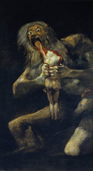 ‘아들을 집어 삼키는 사티로스’, 1819~23년, 회벽에서 캔버스로 옮김, 146x83cm, 마드리드 프라도 미술관