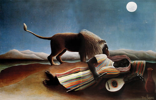 <잠자는 집시>, 1897년, 캔버스에 유화, 129.5×200.7cm, 뉴욕 근대미술관