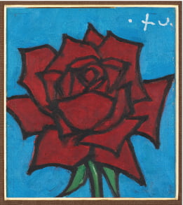 황염수, <빨간 한 송이 장미>, 캔버스에 아크릴, 13.8×18cm