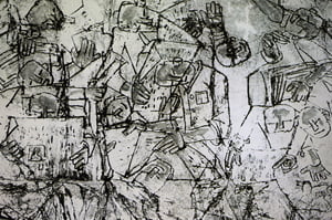 <신문 보는 사람>, 1955년, 은종이에 유채, 9.8×15cm, MoMA