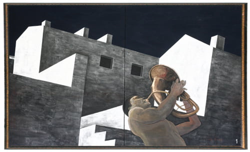 <무제>, 2008년, 하드보드지 위에 혼합 재료, 160×285cm