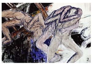 <무제Ⅱ>, 1990년, 천 위에 혼합 재료, 313×227cm