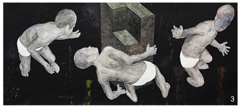 <무제>, 2010년, 하드보드지 위에 혼합 재료, 192×450cm
