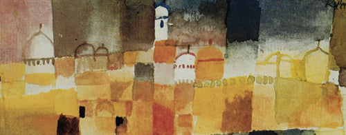 카이루완의 풍경, 1914년, 마분지에 수채와 연필, 8.4×21.1cm, 부퍼탈 폰 데어 헤이트 미술관
