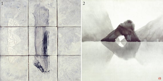 1 <원형상-대임>, 2005년, 52×52cm, 동유화 2 <독도의기Ⅱ>, 1982년, 89×89cm, 장지화