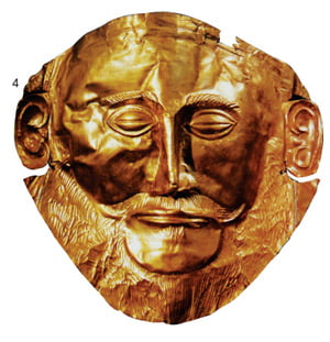 4. 미케네의 마스크 중 가장 아름다운 아가멤논의 마스크다. 기원전 16세기에 살았던 미케네 왕의 것으로 세밀하게 교차되는 선이 인상적이다.
