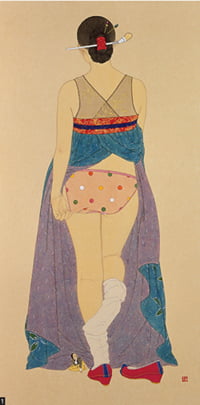 신선미, Secret1, 2008년, 장지에 채색, 138×68cm