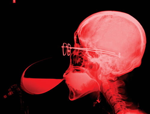 1. <와인과 영혼> 초기에 정 교수는 자기 작품의 영역에서 자화상이 있어야 한다는 얘기를 들었다. 평소 와인을 좋아하던 터라 와인을 마시는 순간 향취가 머리로 치밀어 오르는 광경을 X-레이 영상으로 표현한 작품이다.