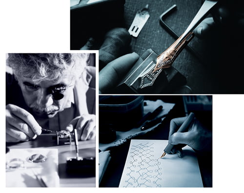 몽블랑 장인들이 수공으로 제작하는 문화예술 후원자 펜은 매년 소량으로만 제작된다.