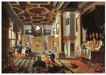 바센 바르톨로뮤스의 그림으로 르네상스 연회장의 인테리어가 표현됐다.