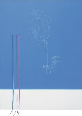 <Reproduction of time-Blue land>, 2005년, Acrylic on Canvas & wire, 309x218.3cm
