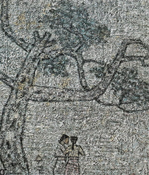 <나무와 여인>, 1960년대, 하드보드에 유채, 23x25cm