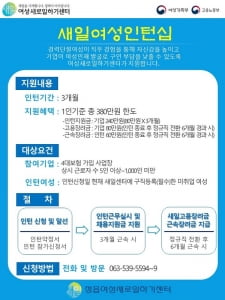 정읍시, 새일 여성 인턴으로 경단녀 취업 돕는다