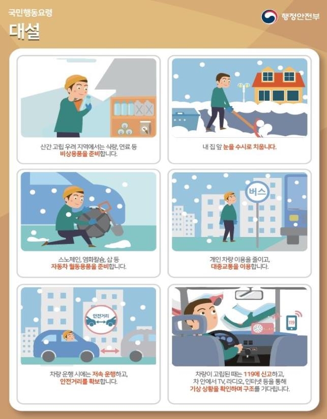 광주·세종 등 5개 시도에 대설경보…중대본 비상 2단계 가동