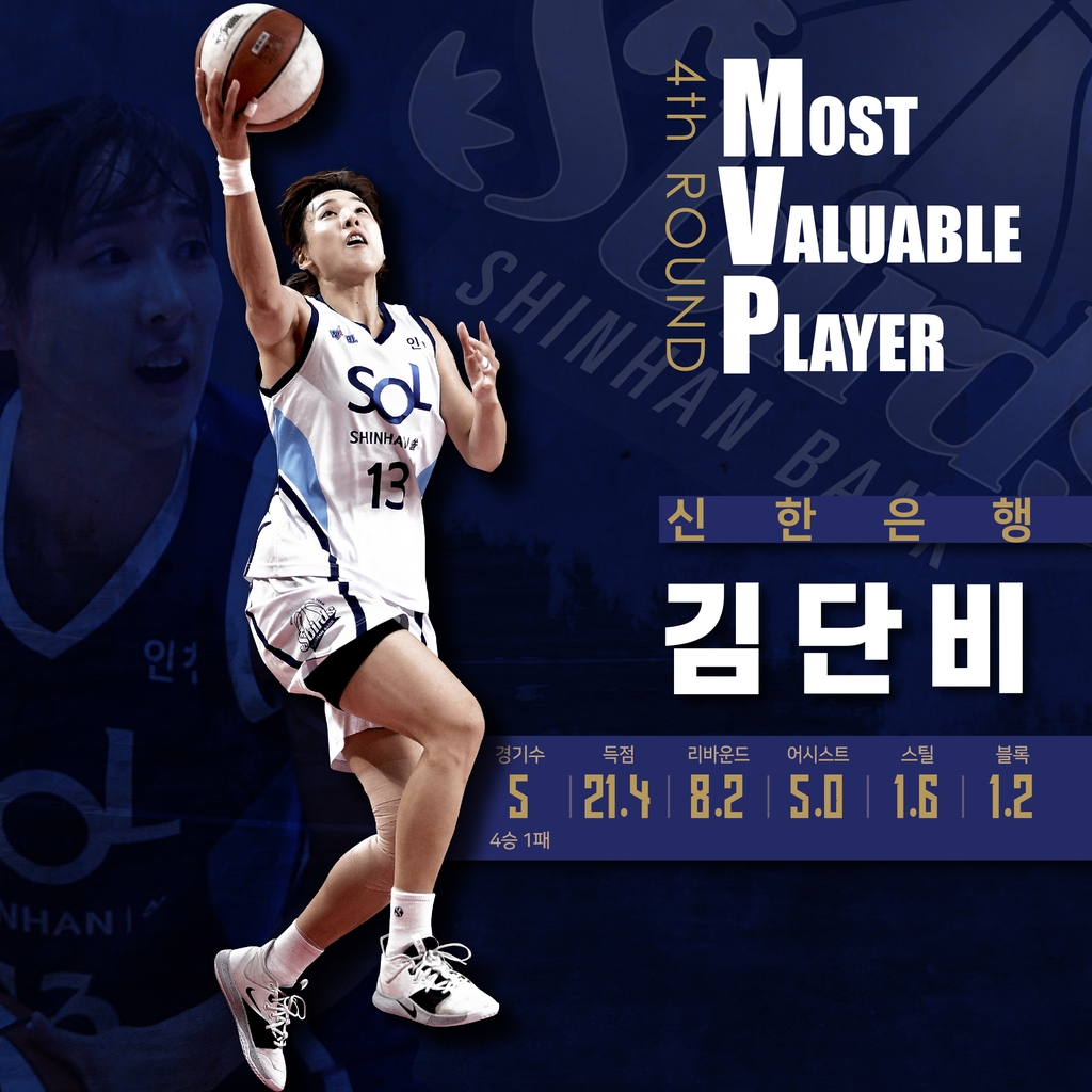 김단비, 여자농구 4라운드 MVP…4년 만의 수상