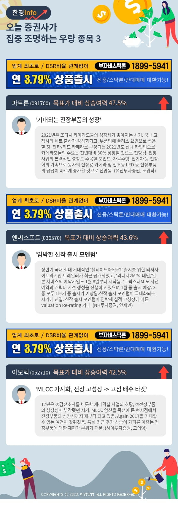 [포커스]오늘 증권사가 집중 조명하는 우량 종목 3