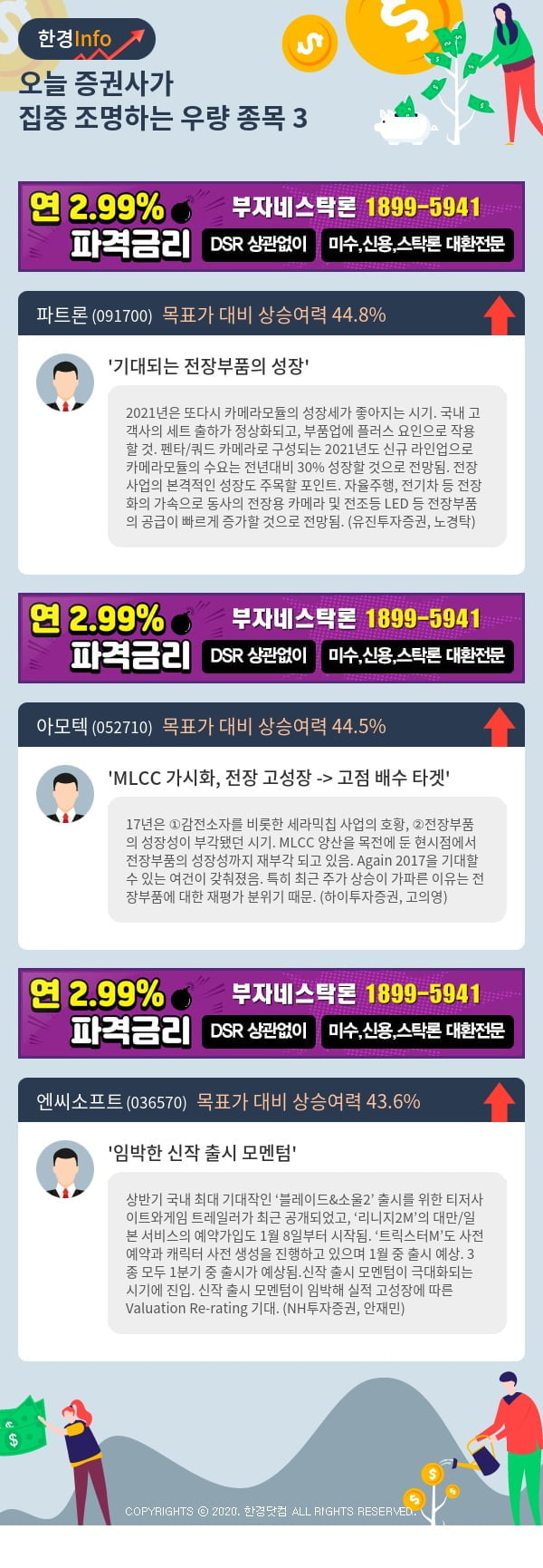 [포커스]오늘 증권사가 집중 조명하는 우량 종목 3