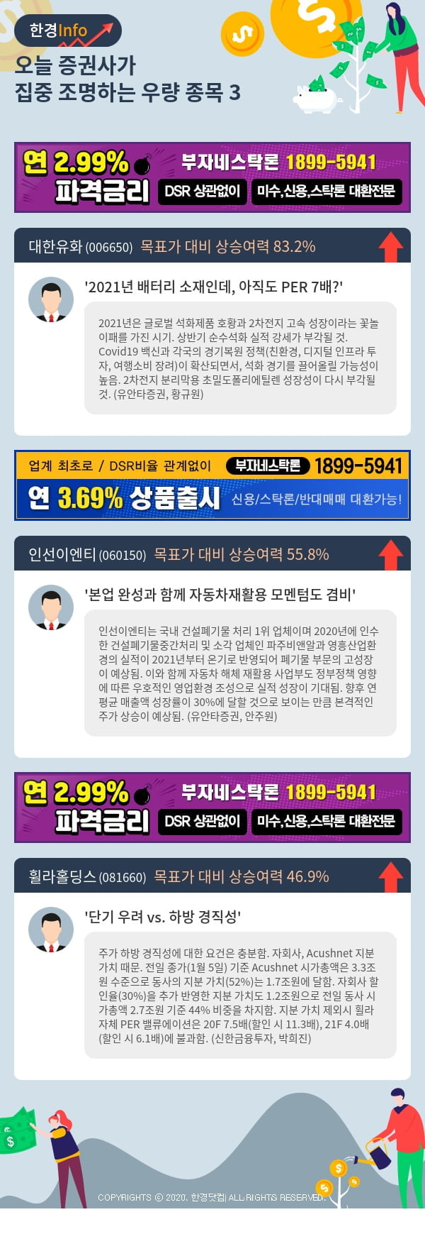 [포커스]오늘 증권사가 집중 조명하는 우량 종목 3