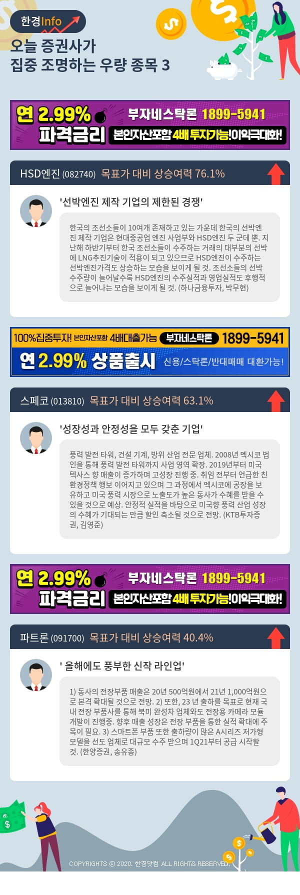 [포커스]오늘 증권사가 집중 조명하는 우량 종목 3