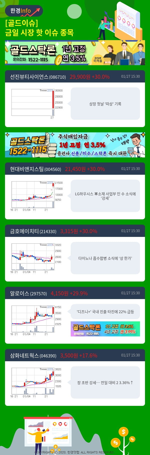 [골드이슈] 금일 시장 핫 이슈 종목