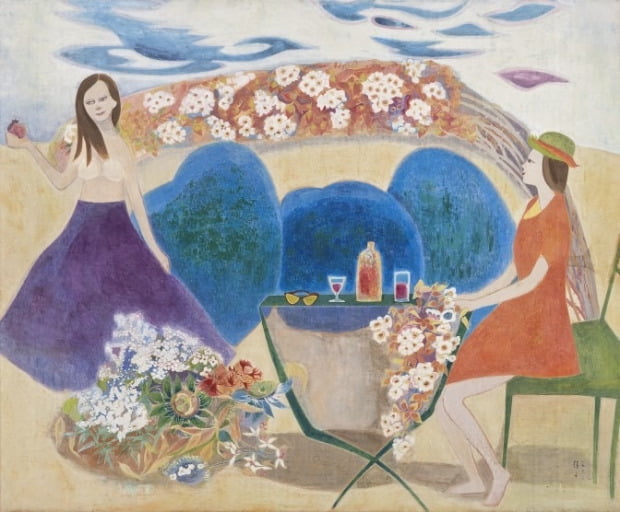 천경자, 정원, 1962, 종이에 채색, 130×162,  /개인 소장