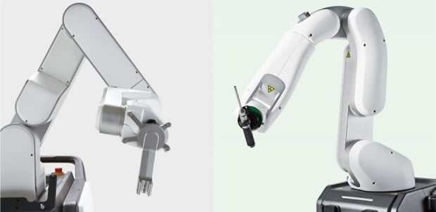 척추수술로봇 ‘큐비스 스파인(왼쪽)’과 인공관절수술로봇 ‘큐비스 조인트(오른쪽)’