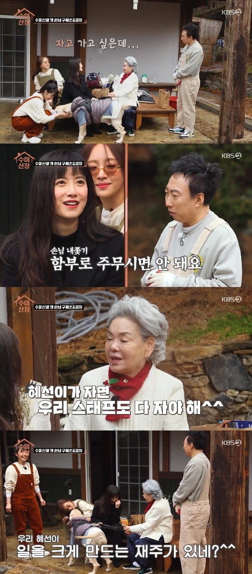 김수미와 구혜선/사진=KBS '수미산장'